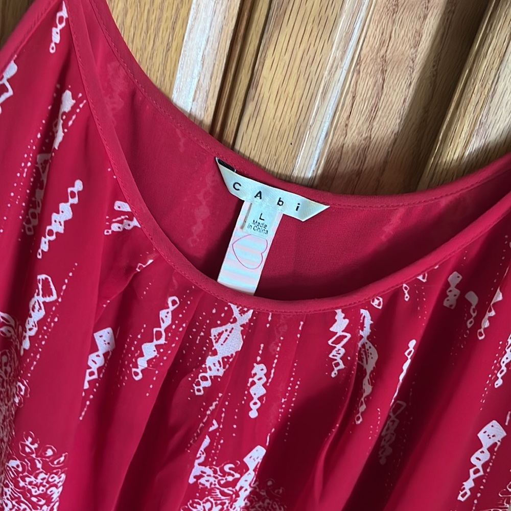 CAbi Red Spaghetti Strap Printed Camisole - Picture 2 of 5